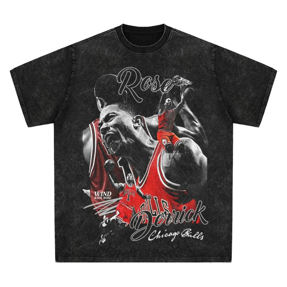 Vintage Series Derrick Rose Oversized Authentic Streetwear Unisex Washed Tee (Hot Selling) S