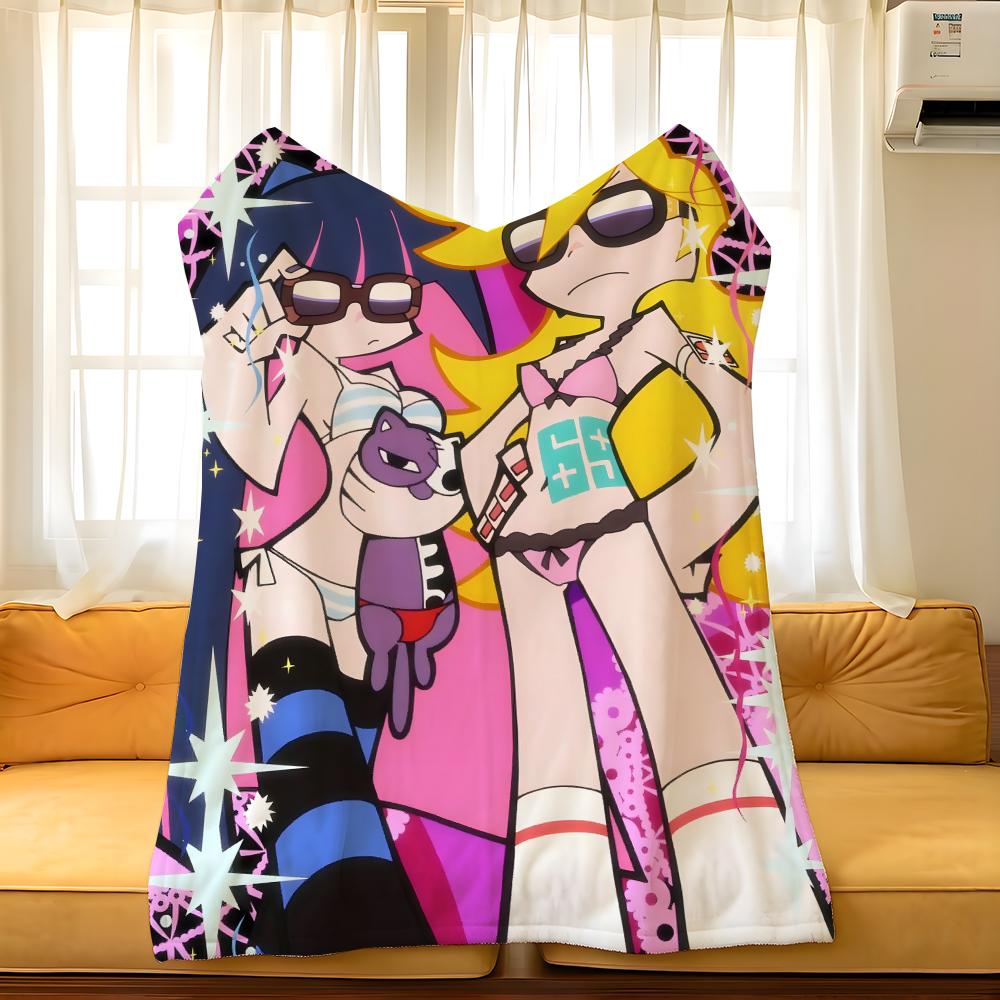 Anime P-Panty S-Stocking Throw Flannel Cozy Print Blanket, Portable, Durable Machine Washable Cute Cool