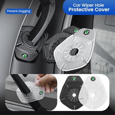 AAABO1 Car Wiper Hole Protective Covers Debris Leaves Dustproof Sleeve For Octavia Rapid Fabia Superb Kodiaq Scala Karoq Kamiq