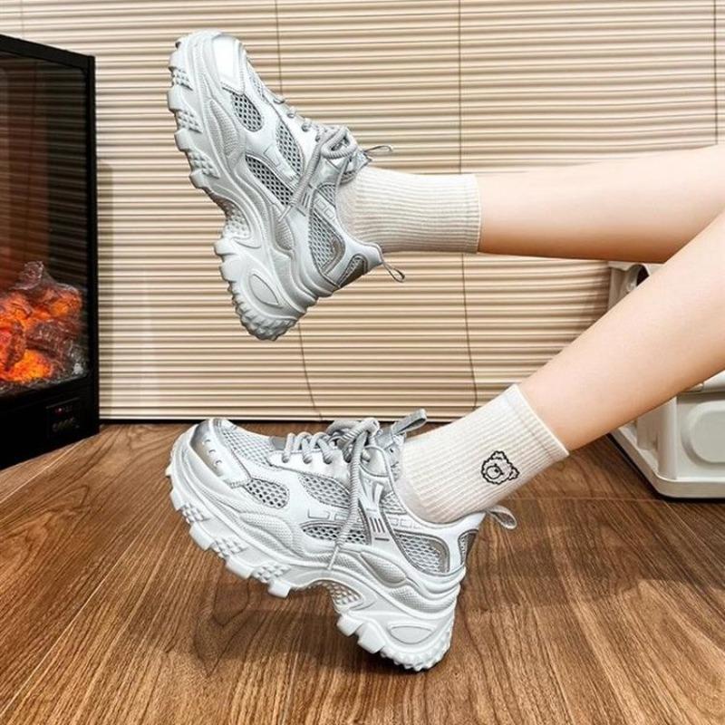 Fashion 2025 Women Luxary Chunky Sneakers Mesh Breathable Height Increase Trainers Sports Running Casual Ladies Fitness Vulcanize Shoes