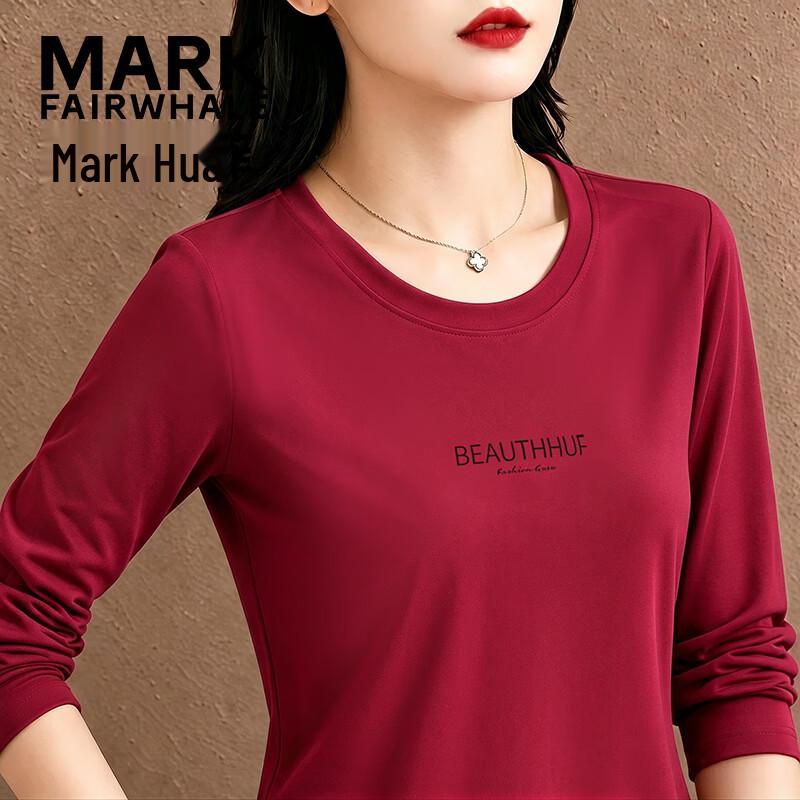 Mark Fairwhale Women's Long-Sleeve Crewneck Letter Graphic T-Shirt