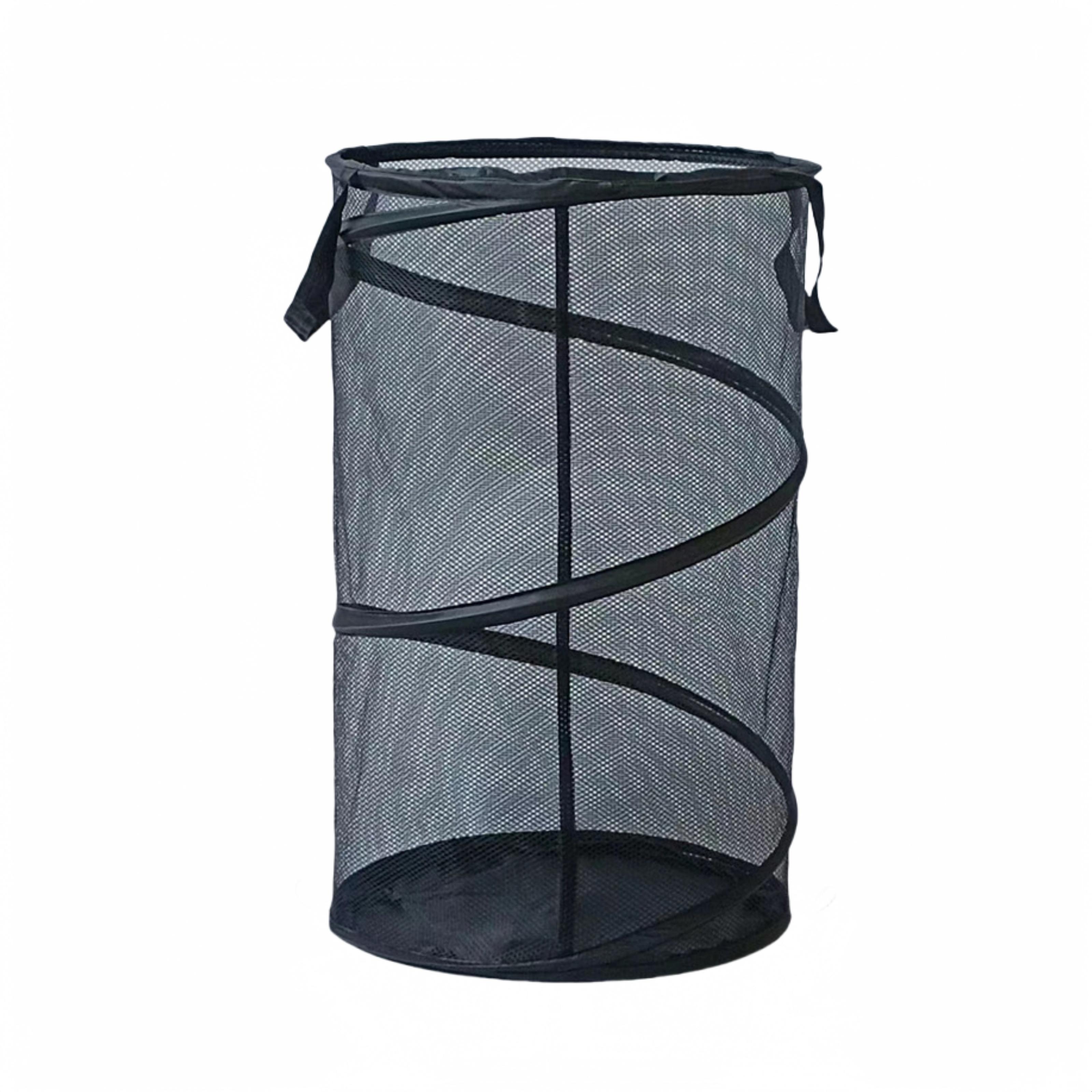 Pop Up Hamper for Laundry Mesh Collapsible Laundry Basket | Large Clothes Hamper - Black