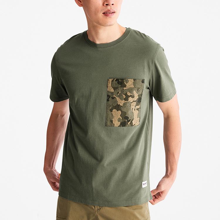 Timberland Camouflage Pocket Slim Fit Short Sleeve T-Shirt Men Tops Military-Green A61M1-A58