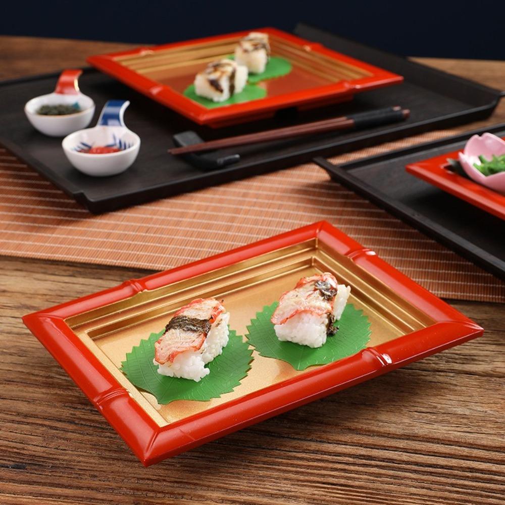Imitation Bamboo Cold Noodle Dish Beautiful Sushi Food Tray Easy To Clean Sushi Plate  Party