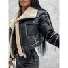 Wool Short Jacket European and American Autumn and Winter Lamb Wool Short Outerwear Zipper Machine Car Style Jacket Top Women