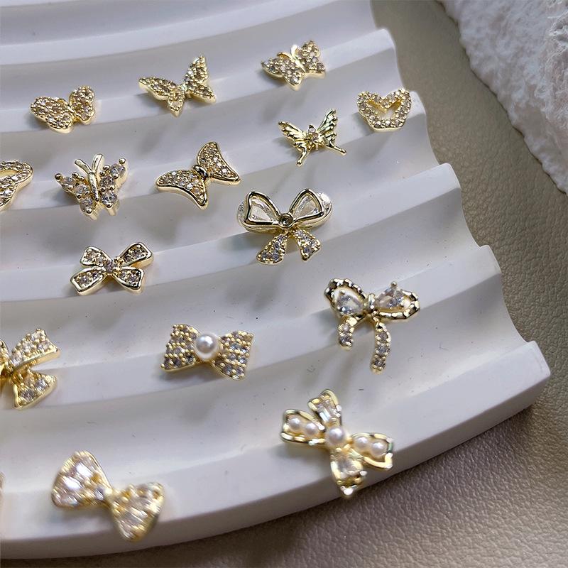 Lux Zircon Bowknot Nail Art Jewelry - Sparkling French Niche Design
