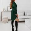 Lady Dress Solid Color Turn-down Collar Cardigan Single-breasted Mini Dress for Daily Wear