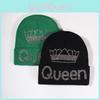 Fashionable Unisex Knitted Cap With Queen Crown Pattern For Fall And Winter Comfort