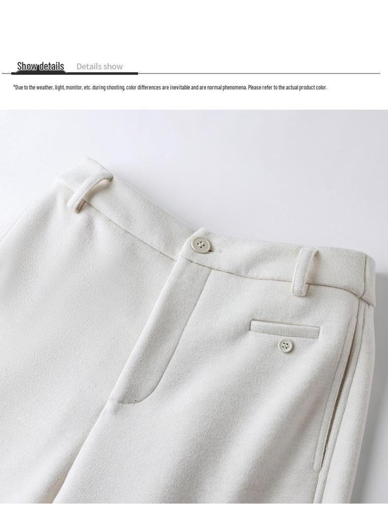 2026 Early Spring Women's High-Waisted Woolen Wide-Leg Sweatpants - Slimming, Drapey, Loose Straight-Leg Casual Trousers