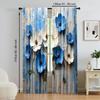 2 Stück, vielseitige transparente Polyestervorhänge zur Heimdekoration Pastoral Blau und Weiß Floral zur Verwendung in Schlafzimmern und