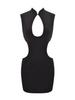 IAMGIA Strappy Backless Mini Dress with Metal Butterfly Cut-Out Waist and Hip-Hugging Skirt