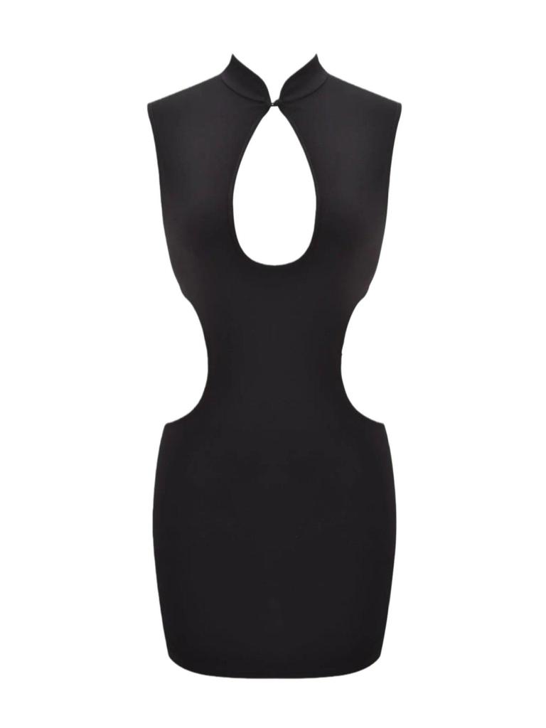 IAMGIA Strappy Backless Mini Dress with Metal Butterfly Cut-Out Waist and Hip-Hugging Skirt