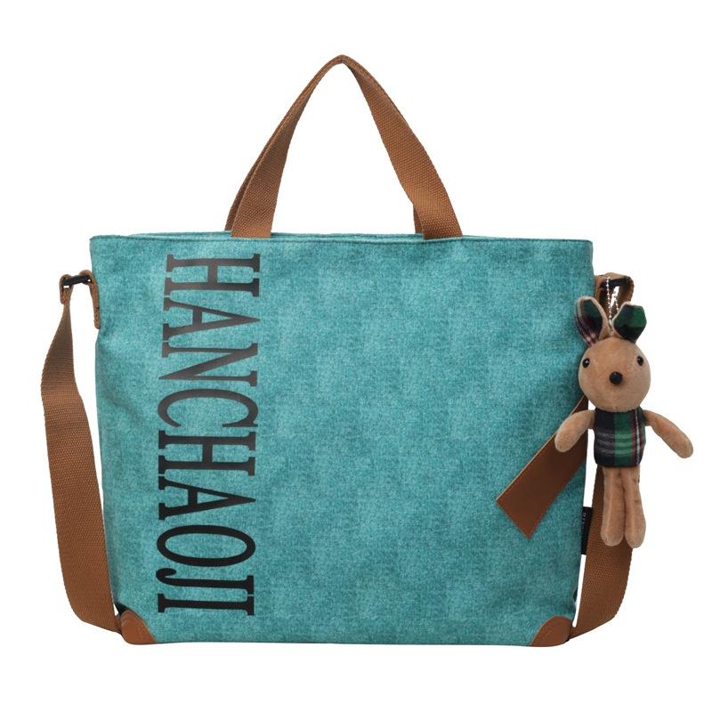 

New Japanese large-capacity canvas bag casual versatile ladies shoulder bag student class spot commuter crossbody bag single package зелёный