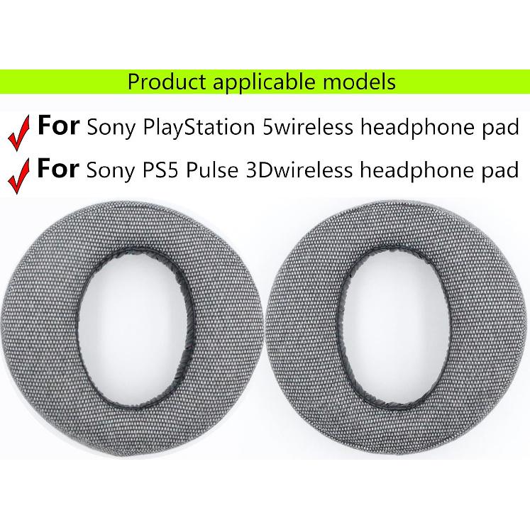 Replacement Ear Pads Compatible with Sony PlayStation 5 Pulse PS5 3D Wireless Headset, Soft Cotton Woven, Wear-Resistant, Linen Gray