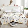 Geometric Triangle Pattern Summer Quilt-Lightweight Breathable Cotton Bedspread for Summer Yellow & Gray Design