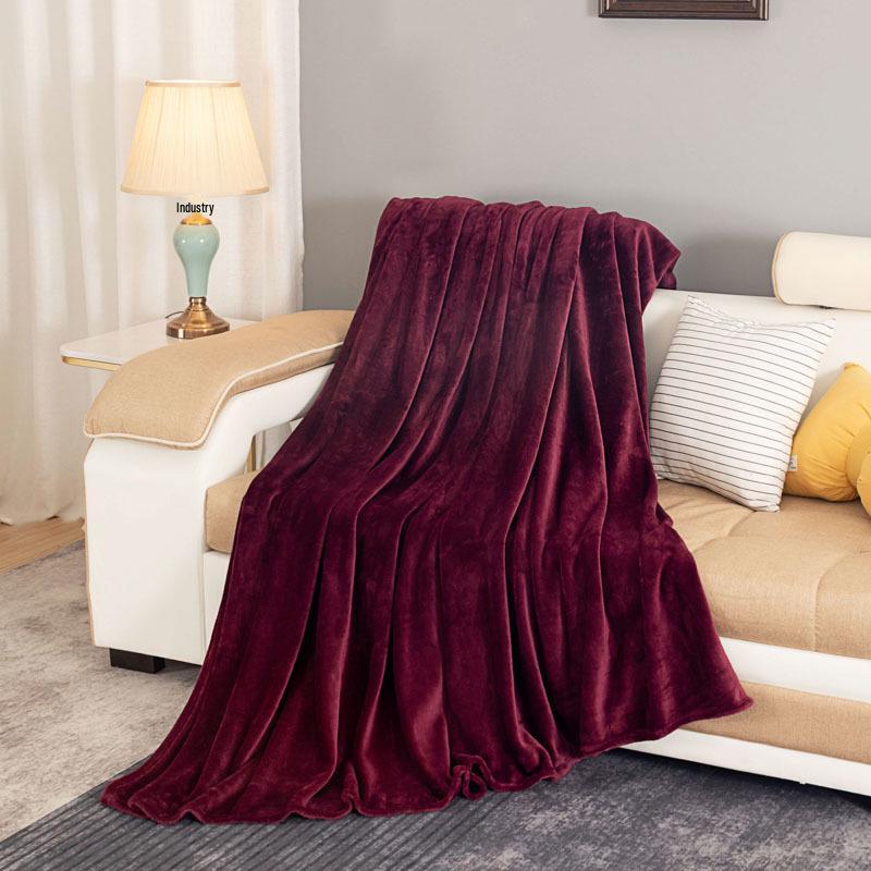 Solid Color Thickened Flannel Coral Velvet Blanket - Dual-sided for Bed or Office Nap