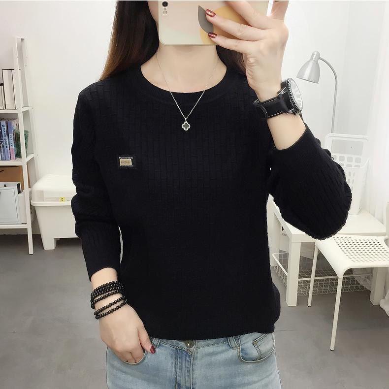 Damen Übergröße Rundhals Strickpullover: Modischer Herbst/Winter Langarm Warmer Pullover