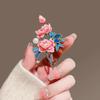 Fashion Peony Flower Brooches for Women Unisex Enamel Pearl Leaves Elegant Bouquet Plants Caual Party Pins Jewelry Gifts