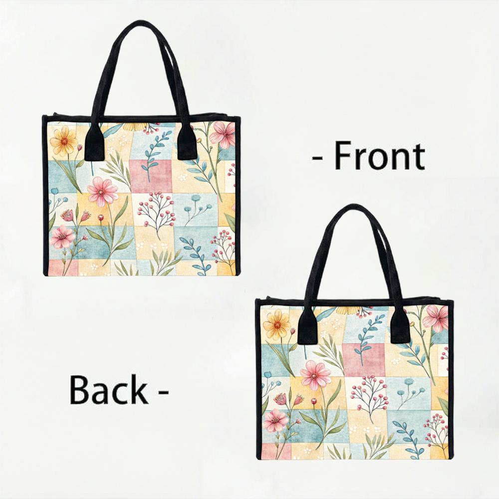 Floral Pattern Tote Bag Casual Daily Use Shoulder Bag for Shopping Travel Outdoor Commute Stylish Handbag for Women