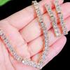 European and American Full Diamond Collarbone Chain Female Korean Version Simple Temperament Thin Versatile Zircon Necklace Earrings Wedding Set