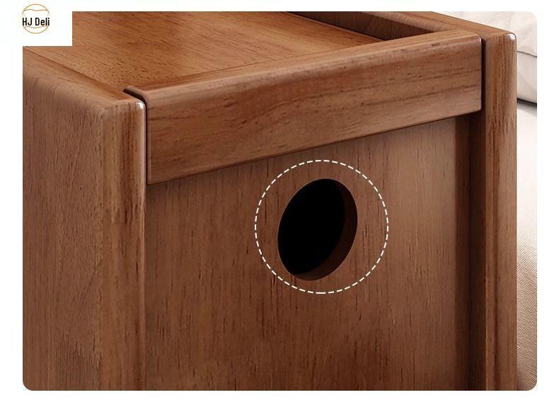 Solid Wood Ultra-Narrow Bedside Table with Storage