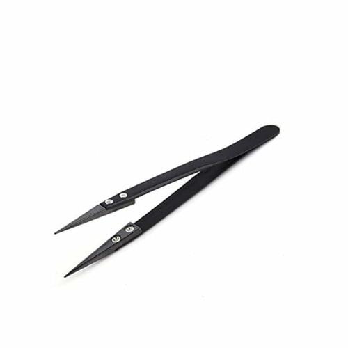 Shopdp 2-Piece Precision Ceramic Tweezers, Heat-Resistant (Silver + White/Black)