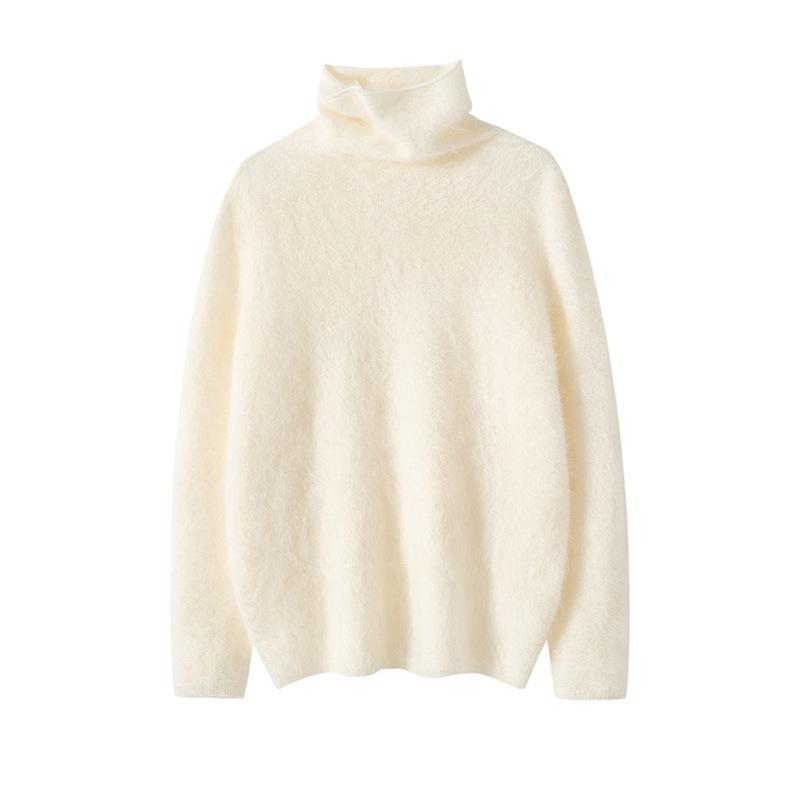 Women's High Neck 100% Cashmere Brushed Knit Sweater - Autumn/Winter Collection