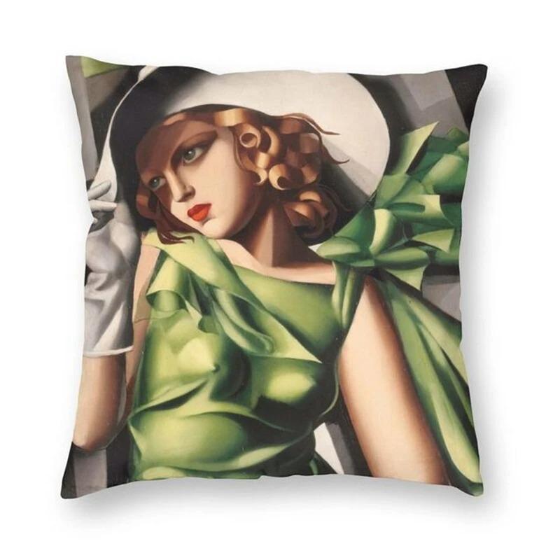 Sexy weibliche Kunst Ölgemälde bedruckter Kissenbezug Heimdekoration Schlafzimmer Wohnzimmer Sofa Kissenbezug 45x45cm