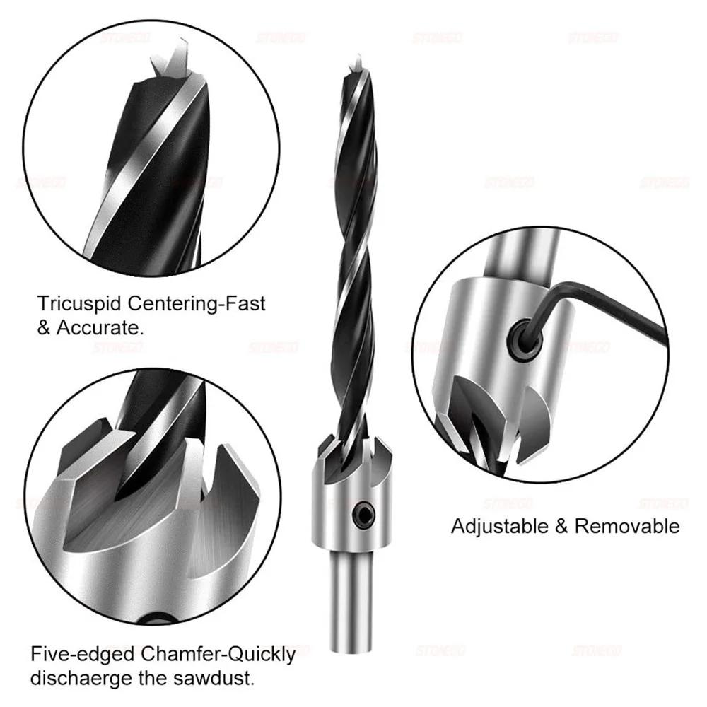 4Pcs 7Pcs High Speed Steel Woodworking Chamfering Hole Enlarging Countersunk Drill Bit Set