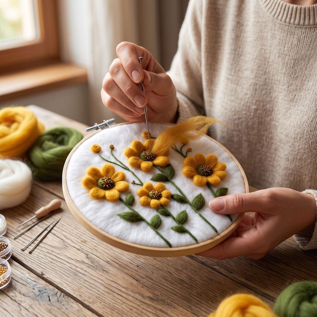 Needle Felting Kit with Embroidery and Wool for DIY Painting - Home Decor - 99-2020