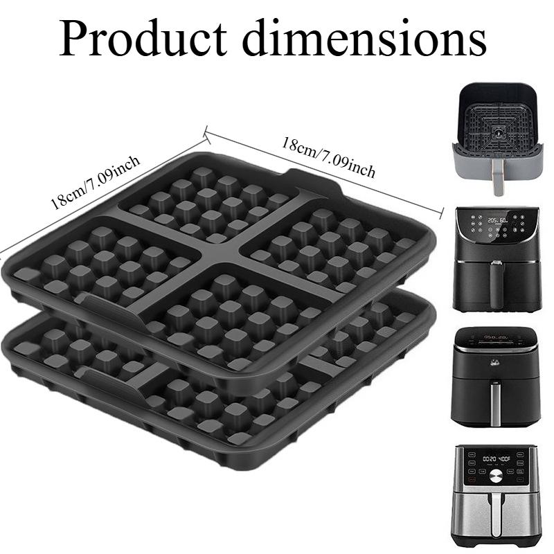 1pc Square Waffle Molds - Non Stick Baking Tray Suitable for Most 4-7QT Air Fryers | Reusable Belgian Waffles, Pancakes, and Egg Beaters | Dishwasher