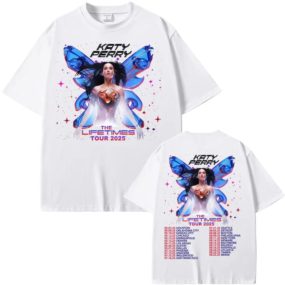 

Singer Katy Perry The Lifetime Tour 2025 Double Sided Graphic T-shirt Mens Women Fashion Hip Hop Casual Cozy T Shirts Streetwear S разноцветный