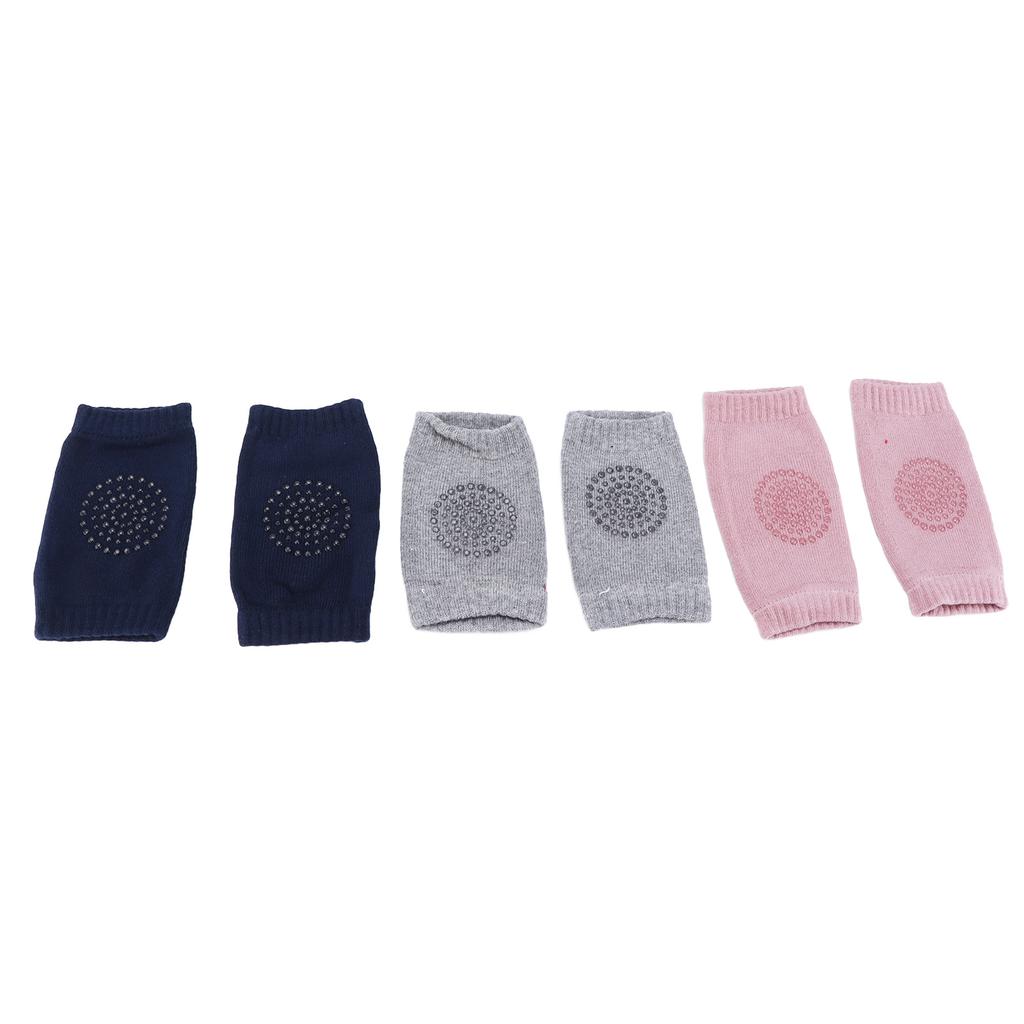 3 Perechi Genunchiere Bebe Bumbac Pieptănat Unisex Sugari Târâre Anti Alunecare Protecții GenunchiGenunchieră