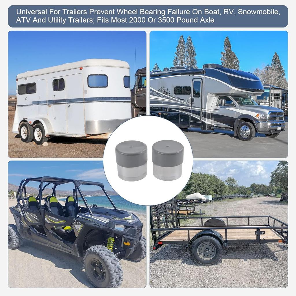 Trailer Axle Bearing Protector 1.98 Inch Stainless Steel with Silicone Trailer Bearing Dust Cap for Trailer Boat Pair Wheel Bearing Protectors