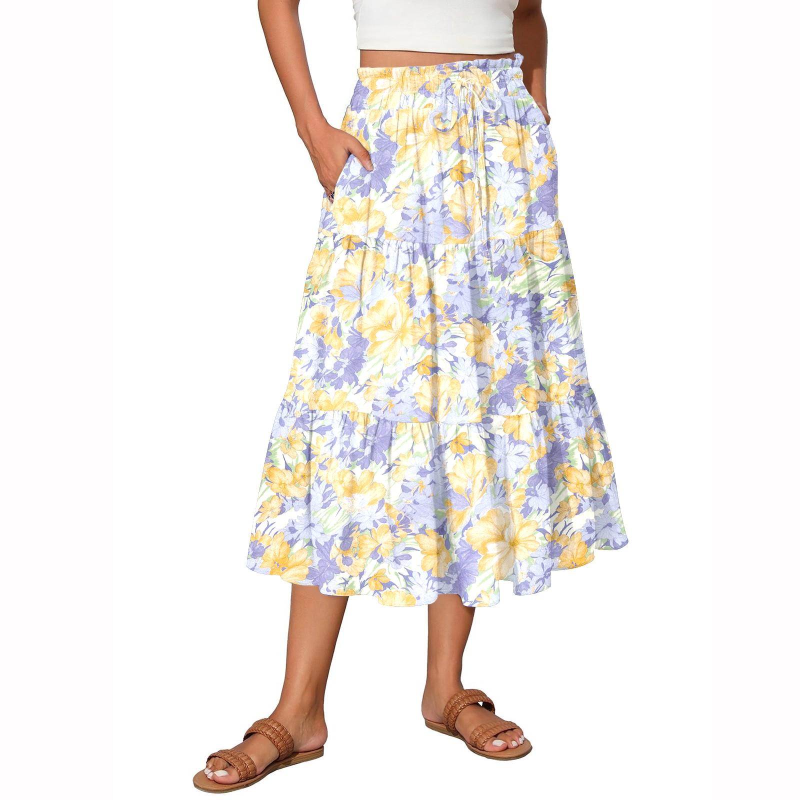 

Женские струящиеся расклешенные юбки-макси с оборками и эластичным поясом, элегантные многослойные длинные юбки в стиле бохо XL