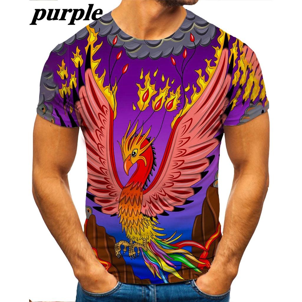 

Мужская и женская новая летняя прохладная футболка с коротким рукавом и 3D-принтом «Огненный Феникс», топ высокого качества 6XL