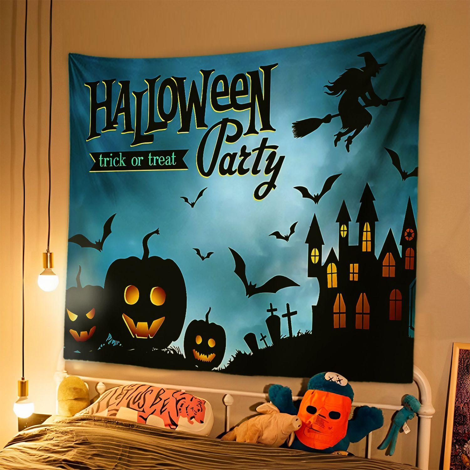 

1PC Horror Halloween Event Dress up Cloth Party Background Decoration Cloth Pumpkin Lantern Tapestry Decoration 74x94cm(29x37in)