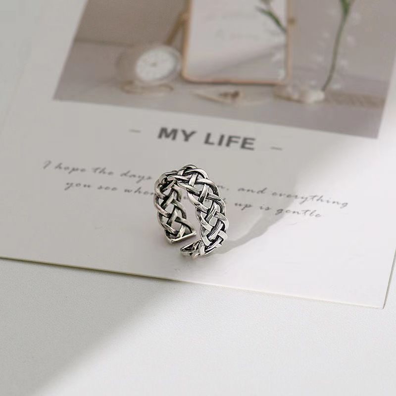 [Copper] South Korea Dongdaemun ins personalized hip-hop versatile cross-woven ring women s simple ring