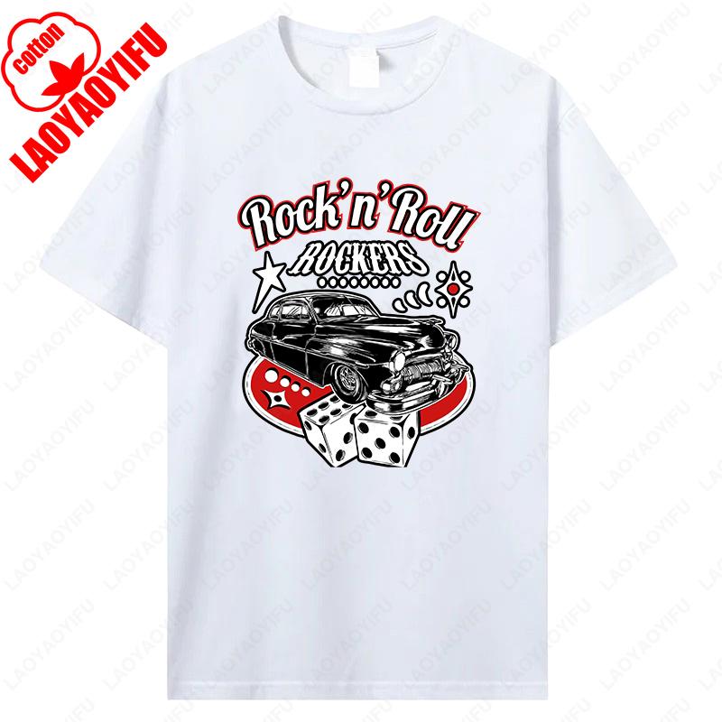 

Вечірка Sock Hop Рок-н-рол Рокер Футболки 50-х Вінтаж Рокабіллі Графічні футболки Літо Чоловічі Жіночі Футболки Хараджуку Бавовняні Топи 4XL