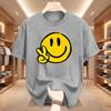 Unisex Casual Short Sleeve Crew Neck TShirt Joyful Face SMILE Graphic Print Summer Top Comfort Ladies TShirt Playful Design