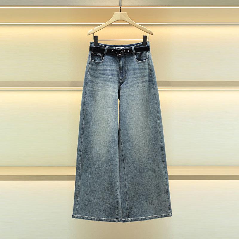 Moshuweiya 2025 High Waist Wide Leg Washed Jeans M синий