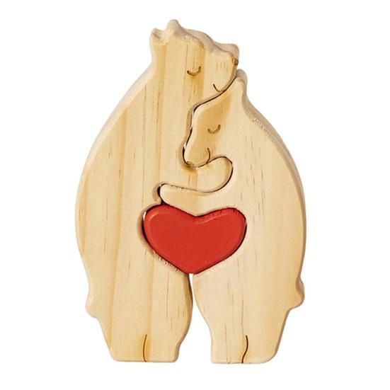 Kişiselleştirilmiş Ahşap Ayı Bulmacası 2-7 Aile Adı Ahşap Ayı Bulmaca Masaüstü Figürü Yeni Ebeveynler İçin Özel Aile Adı Heykeli