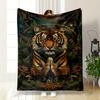 Meditating Tiger Jungle Blanket Bedroom Blanket for Livingroom Couch Lunch Break Soft Throw for Friend's Festival Gift