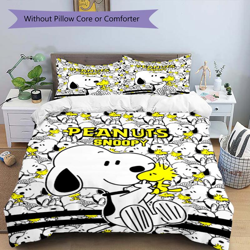 3pcs Duvet Cover Set (1*Duvet Cover + 2*Pillowcase, Without Core), Snoopy Print Bedding Set, Bedroom Decor, All‑Season, Birthday Gift