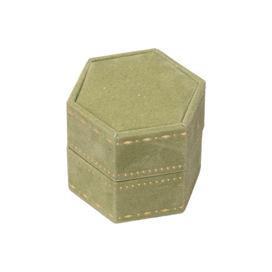 Boîte à Bague, Boîte Cadeau Hexagonale en Velours pour Bijoux, Compacte avec Protection en Éponge Douce Design Élégant, Boîte à Bijoux pour Fiançailles, Demande en Mariage, Mariage