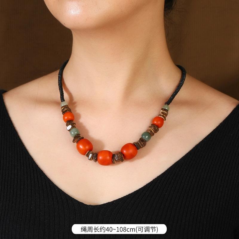 

Хурма Жуи ретро литературное ожерелье из пчелиного воска этнический стиль простой темперамент ключичная цепочка кулон женская цепочка для свитера кулон