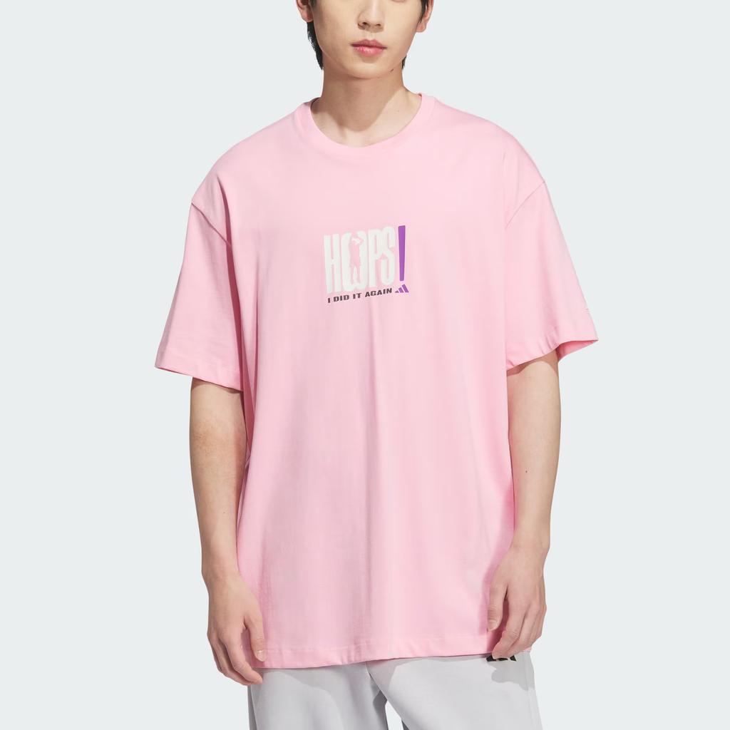 Adidas Basketball Ss25 Graphic Logo Letter Crew Neck Short Sleeve T-Shirt Men T-Shirts Light-Pink JN0744
