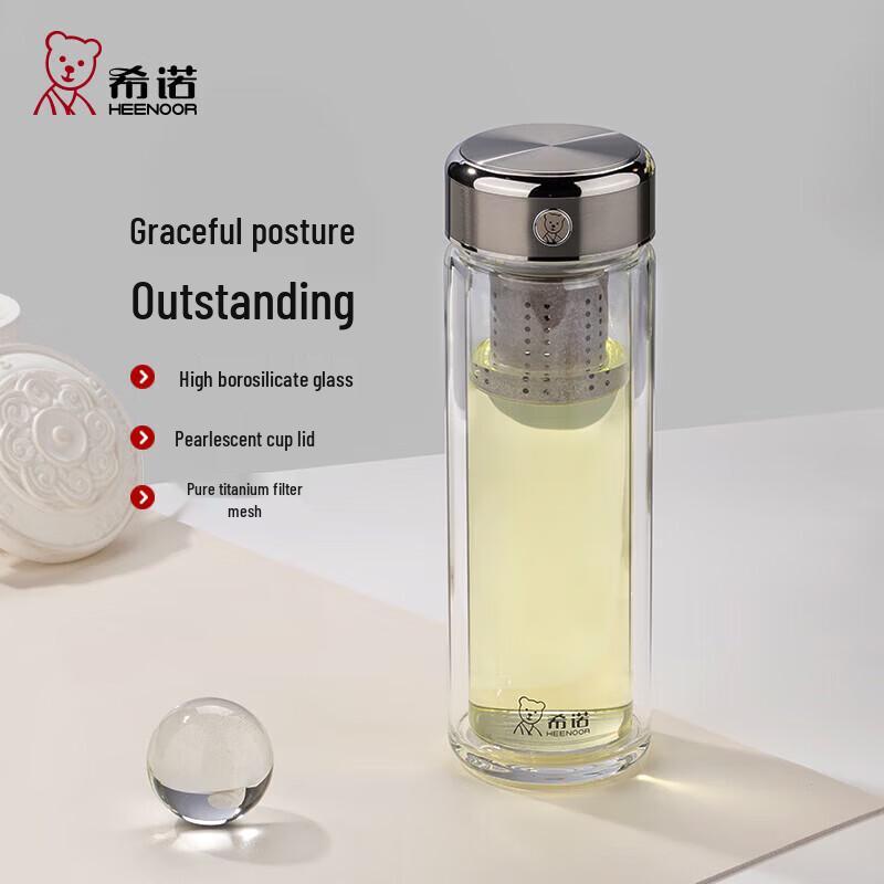 

Двухслойная стеклянная бутылка-заварник Heenoor с титановым фильтром