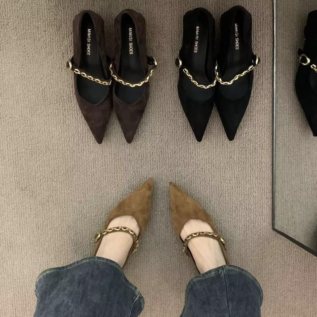 High Heel Shoes For Women Elegant Suede Pointed Toe Slipon Formal Office Wear