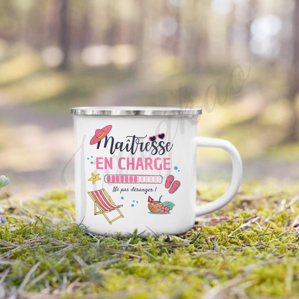 Mistresse Maitre On Vacation Print Enamel Coffee Mug Drinks Milk Cup Camping Mugs Graduate Teacher's Day Thanks Gift for Teacher